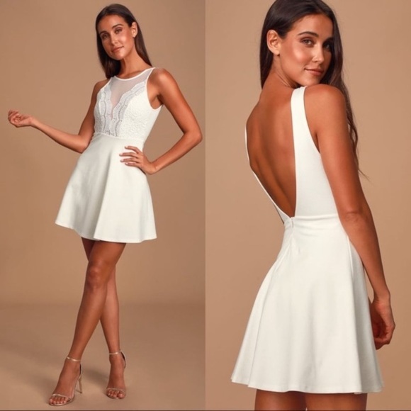 Lulus Dresses & Skirts - Lulus I Promise White Lace Skater Dress